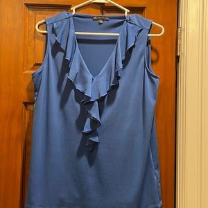 Blue Ruffle Sleeveless Top